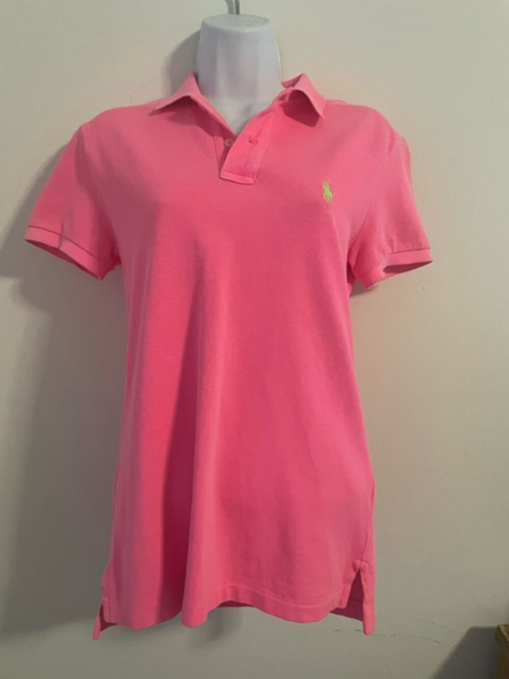 Polo Ralph Lauren Women’s Medium Pique Polo Shirt bright pink Preppy EUC